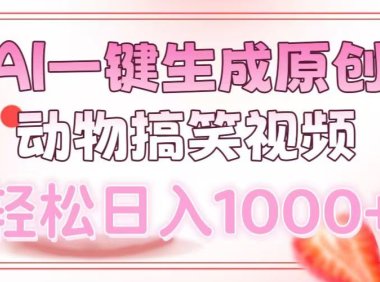 AI一键生成原创动物搞笑视频,轻松日入1000+
