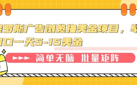 俄罗斯广告浏览撸美金项目，单窗口一天5-15美金