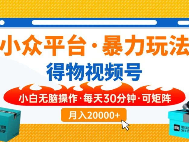 【得物】小众平台暴力玩法，一键搬运爆款视频，可矩阵，小白无脑操作，…
