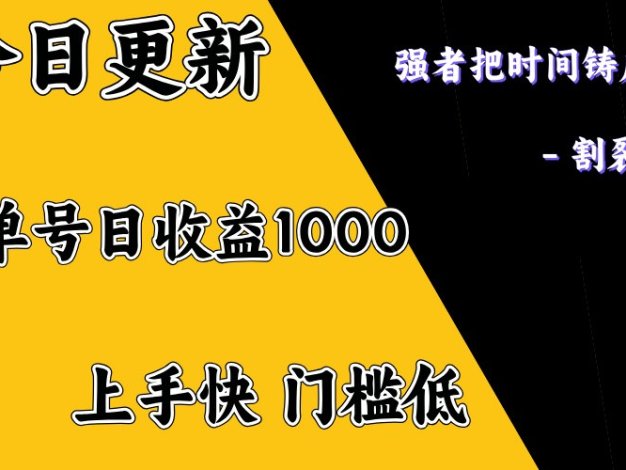 上手一天1000打底，正规项目，懒人勿扰