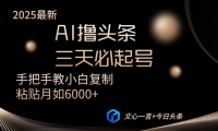 AI撸头条三天必起号手把手教小白复制粘贴月入6000+教程