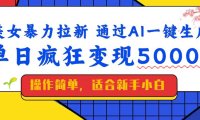 美女暴力拉新，通过AI一键生成，单日疯狂变现5000+，纯小白一学就会！