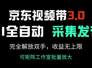 京东视频带货3.0,Ai全自动采集+自动发布,完全解放双手,收入无上限…