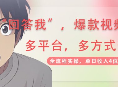 回答我爆款视频,自带流量，AI拉新，分成计划等多方式、多平台变现，单…