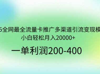 2025全网最全流量卡推广多渠道引流变现模式，小白轻松月入20000+