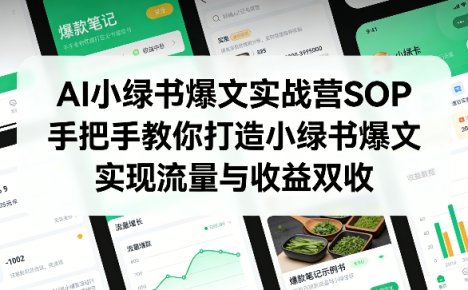 AI小绿书爆文实战营SOP,手把手教你打造小绿书爆文,实现流量与收益双收