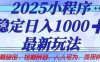 2025小程序稳定日入1k，最新玩法项目长期稳定，短期是利，人人可为，变现快且可观【揭秘】