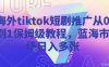 海外tiktok短剧推广从0到1保姆级教程，蓝海市场日入多张