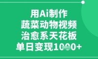 用Ai制作蔬菜动物视频，治愈系天花板，单日变现1k