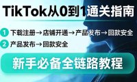 TikTok从0到1通关指南：下载注册→店铺开通→产品发布→回款安全，新手必备全链路教程