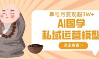 AI国学私域运营模型，单号月变现过W