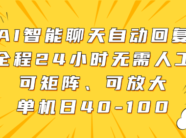 AI智能聊天自动回复，全程24小时无需人工，可矩阵、可放大，单机日40-100