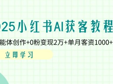 2025小红书AI获客教程：AI智能体创作+0粉变现2万+单月客资1000+秘籍