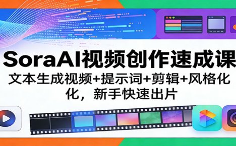 SoraAI视频创作速成课:文本生成视频+提示词+剪辑+风格化,新手快速出片