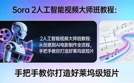 Sora 2人工智能视频大师班教程:从创意到AI电影制作全流程,手把手教你打造好莱坞级短片