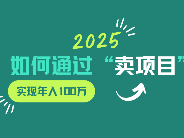 2025年如何通过“卖项目”实现年入100w
