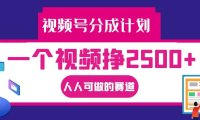 视频号分成一个视频挣2500+，全程实操AI制作视频教程无脑操作