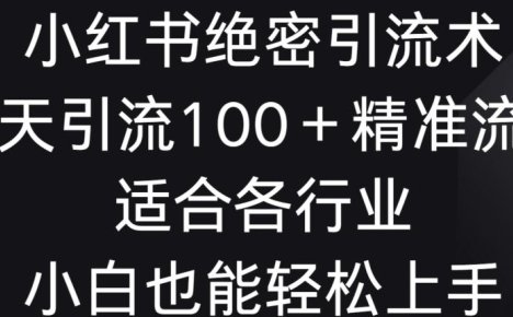 小红书绝密引流术，一天引流100+精准流量，适合各个行业，小白也能轻松上手【揭秘】