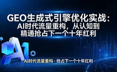 GEO 生成式引擎优化实战：AI时代流量重构，从认知到精通抢占下一个十年红利