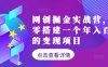 网创掘金实战营，从零搭建一个年入百万的变现项目(持续更新)