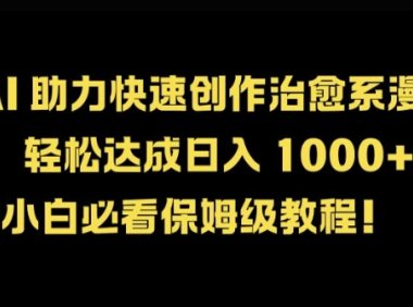 AI 助力快速创作治愈系漫画，轻松达成日入几张，小白必看保姆级教程!