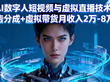 AI数字人短视频与虚拟直播技术：广告分成+虚拟带货月收入2万-8万元