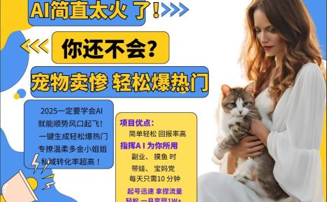小红书AI宠物卖惨打工项目，一键生成轻松爆热门，专撩温柔多金小姐姐，私域转化率超高