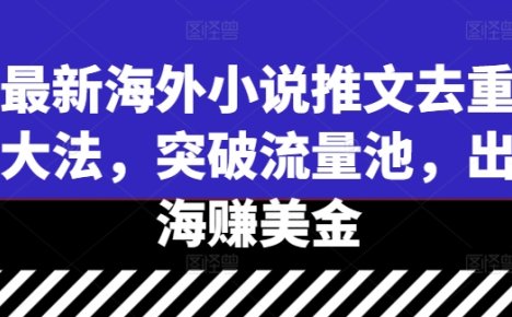 最新海外小说推文去重大法，突破流量池，出海赚美金