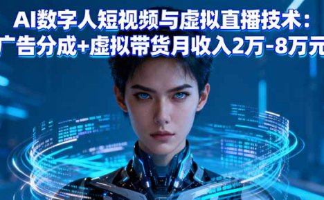 AI数字人短视频与虚拟直播技术：广告分成+虚拟带货月收入2万-8万元