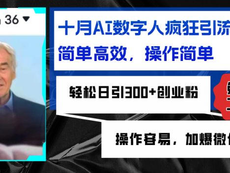 AI数字人疯狂引流吸粉，简单高效，日引300+创业粉 ，操作容易，加爆微信