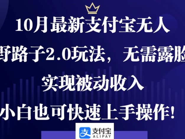 10月最新支付宝无人野路子2.0玩法，无需露脸，实现被动收入，小白也可…