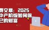 某付费文章：2025年，中产阶级如何保卫自己的财富