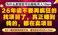 为什么真正賺到钱的都在卖项目,从0-1教你卖项目的方法,看完你也可以月入10w+【揭秘】