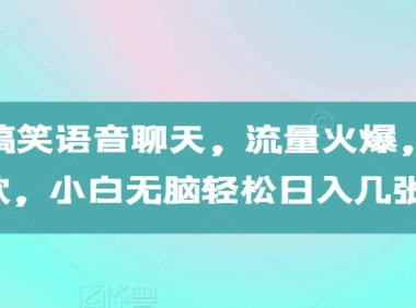 AI生成搞笑语音聊天，流量火爆，条条爆款，小白无脑轻松日入几张【揭秘】
