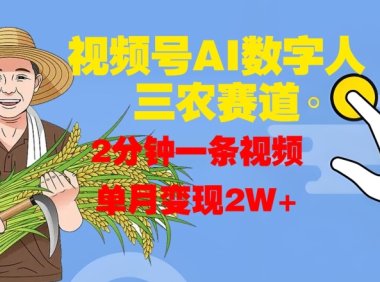 视频号AI数字人玩转三农赛道,2分钟一条视频,单月变现2W+