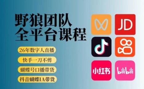 野狼团队2026新版全平台短视频带货教学，打开流量突破口，开始Ai带货(更新26年3月)