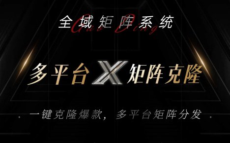全域矩阵系统，可一键克隆爆款矩阵分发到多个平台！矩阵操作日引流500+！