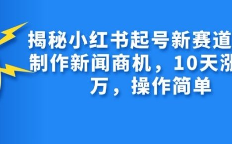揭秘小红书起号新赛道，AI制作新闻商机，10天涨粉1万，操作简单