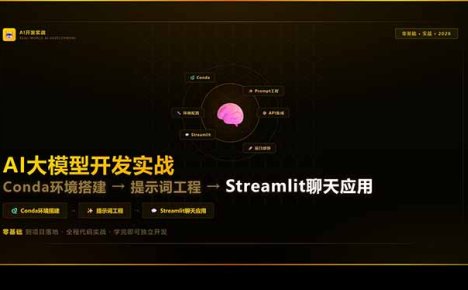 AI大模型开发实战：Conda环境搭建→提示词工程→Streamlit聊天应用，零基础到项目落地