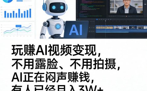 玩賺AI视频变现，不用露脸、不用拍摄，AI正在闷声賺钱，有人已经月入3W+