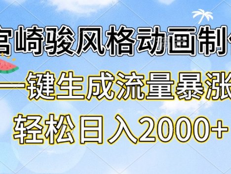 宫崎骏风格动画制作，一键生成流量暴涨，轻松日入2000+