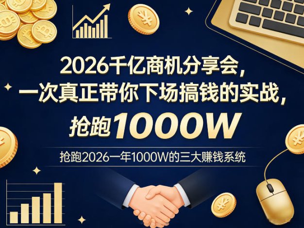 2026千亿商机分享会，一次真正带你下场搞钱的实战，抢跑2026一年1000W的三大賺钱系统