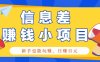 一个容易被人忽略信息差小项目，新手也能玩赚，轻松日赚百元【全套工具】