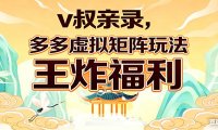 v叔亲录,多多虚拟矩阵玩法,王炸福利限时领取