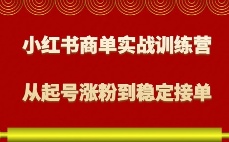 小红书商单实战训练营，从0到1教你如何变现，从起号涨粉到稳定接单，适合新手