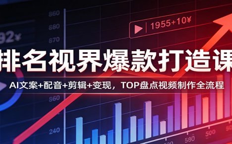 排名视界爆款打造课：AI文案+配音+剪辑+变现，TOP盘点视频制作全流程
