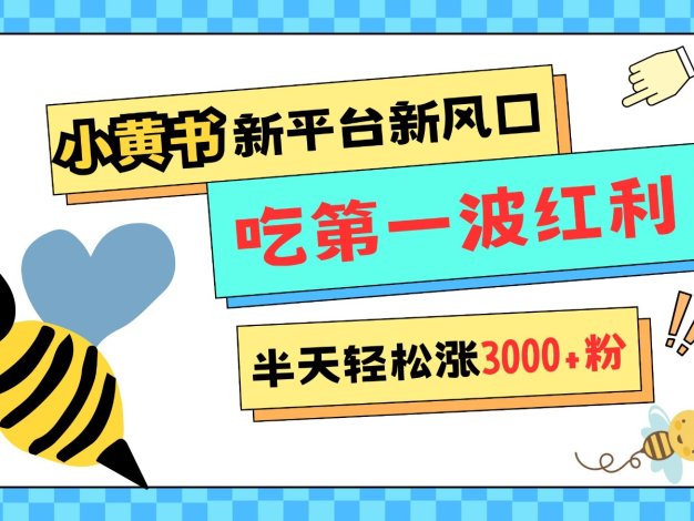 小黄书重磅来袭，新平台新风口，管理宽松，半天轻松涨3000粉，第一波红利等你来吃