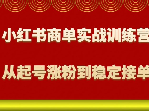 小红书商单实战训练营，从0到1教你如何变现，从起号涨粉到稳定接单，适合新手