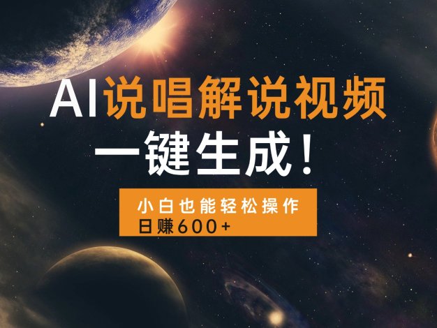 AI说唱解说视频，一键生成，小白也能轻松操作日赚600+