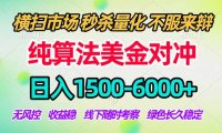 2026美金掘金新风口-纯算法对冲震撼上线！日入1500-6000+，长久合规稳健，轻松摆脱死工资
